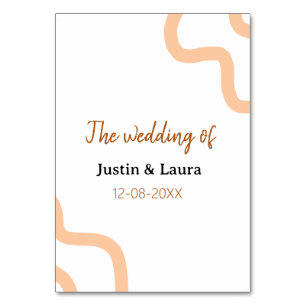 The wedding of add bride groom name date peach table number