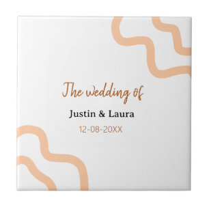 The wedding of add bride groom name date peach tile