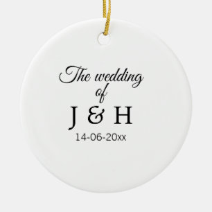The wedding of add couple name initial letter date ceramic tree decoration