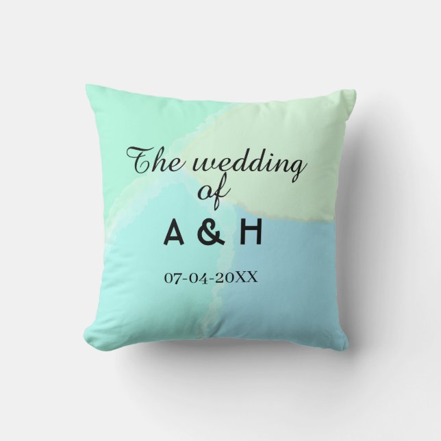 The wedding of add couple name initial letter date cushion (Front)