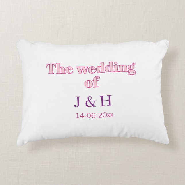 The wedding of add couple name initial letter date decorative cushion (Front)