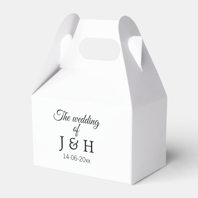 The wedding of add couple name initial letter date favour box (Front Side)