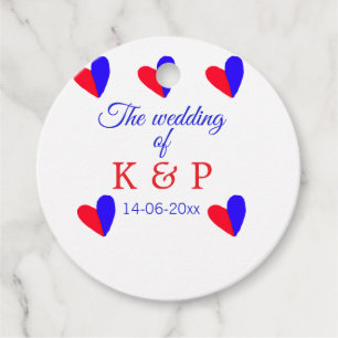 The wedding of add couple name initial letter date favour tags
