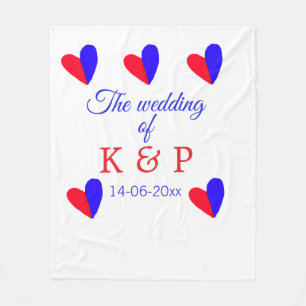The wedding of add couple name initial letter date fleece blanket