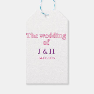 The wedding of add couple name initial letter date gift tags
