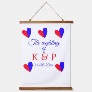 The wedding of add couple name initial letter date hanging tapestry