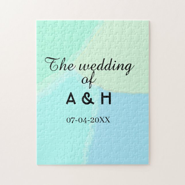 The wedding of add couple name initial letter date jigsaw puzzle (Vertical)