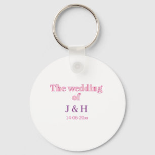 The wedding of add couple name initial letter date key ring