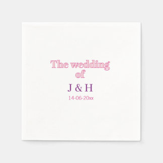 The wedding of add couple name initial letter date napkin