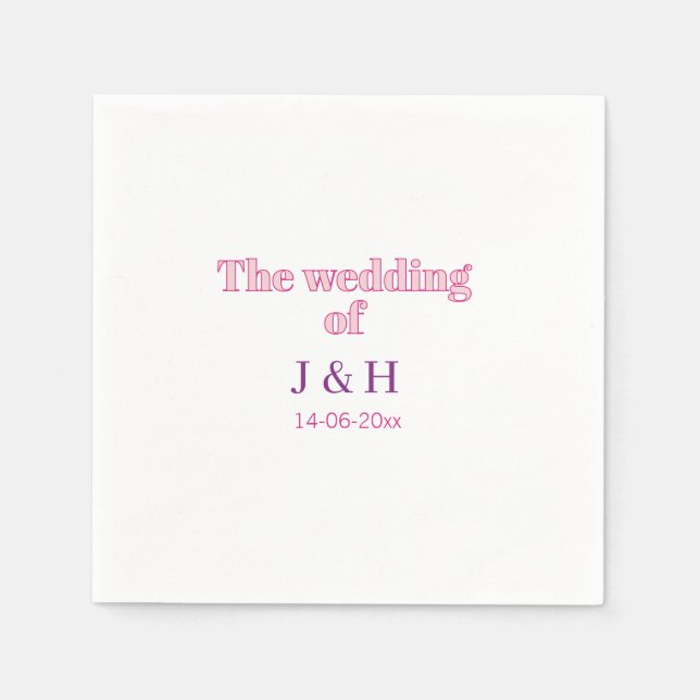 The wedding of add couple name initial letter date napkin (Front)