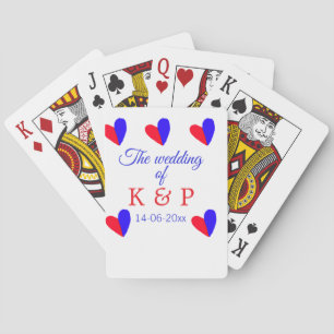 The wedding of add couple name initial letter date playing cards