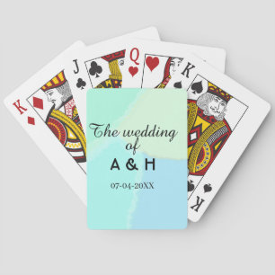 The wedding of add couple name initial letter date playing cards