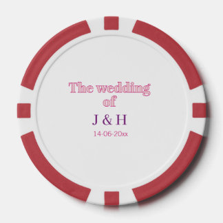 The wedding of add couple name initial letter date poker chips
