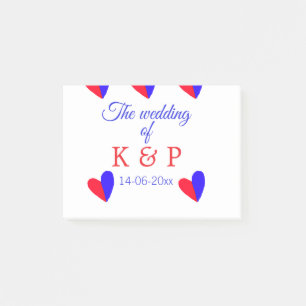 The wedding of add couple name initial letter date post-it notes