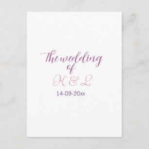 The wedding of add couple name initial letter date postcard