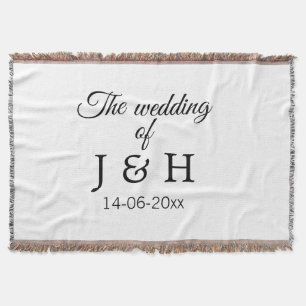 The wedding of add couple name initial letter date throw blanket