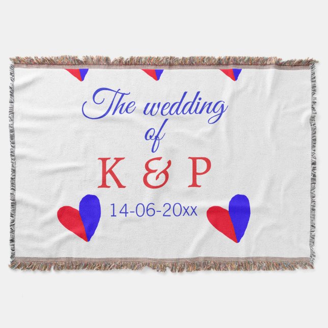 The wedding of add couple name initial letter date throw blanket (Front)