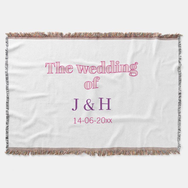 The wedding of add couple name initial letter date throw blanket (Front)