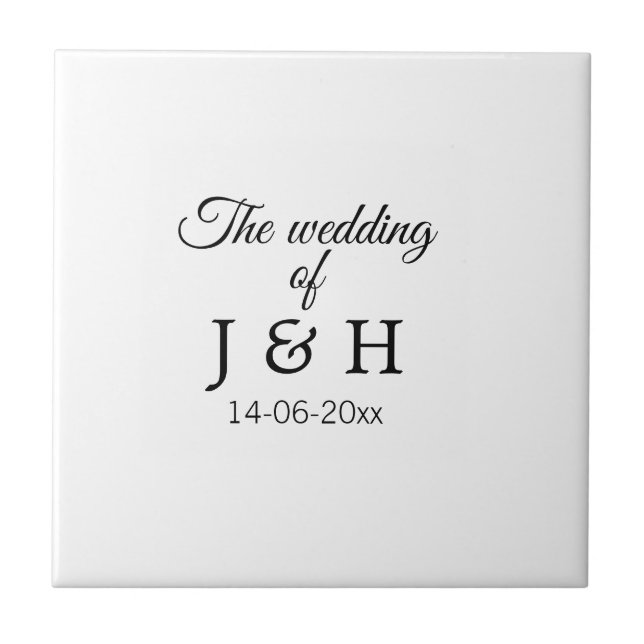 The wedding of add couple name initial letter date tile (Front)