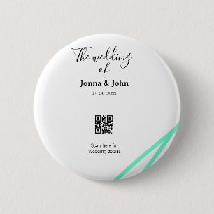The wedding of add couple name QR code scan detail 6 Cm Round Badge