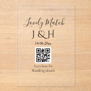 The wedding of add couple name QR code scan detail Acrylic Invitations