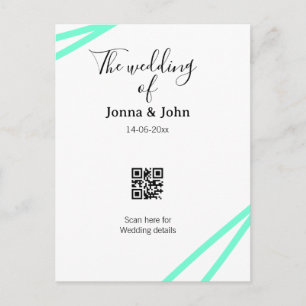 The wedding of add couple name QR code scan detail Announcement Postcard