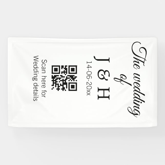 The wedding of add couple name QR code scan detail Banner (Horizontal)