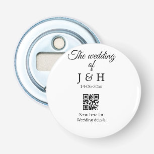 The wedding of add couple name QR code scan detail Bottle Opener