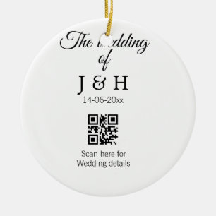 The wedding of add couple name QR code scan detail Ceramic Tree Decoration
