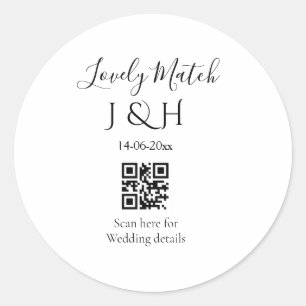 The wedding of add couple name QR code scan detail Classic Round Sticker