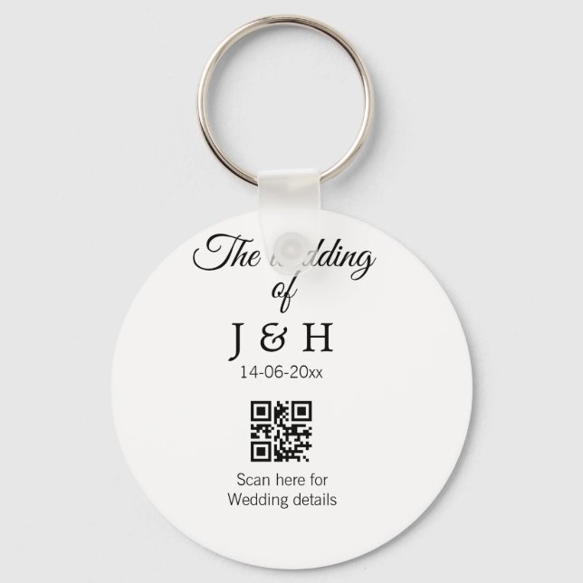 The wedding of add couple name QR code scan detail Key Ring (Front)