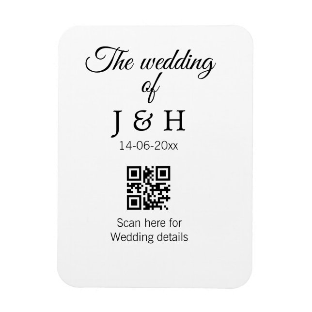 The wedding of add couple name QR code scan detail Magnet (Vertical)
