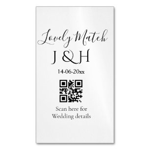 The wedding of add couple name QR code scan detail Magnetic Business Card