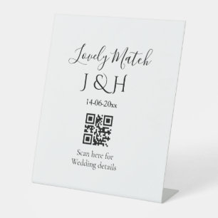 The wedding of add couple name QR code scan detail Pedestal Sign