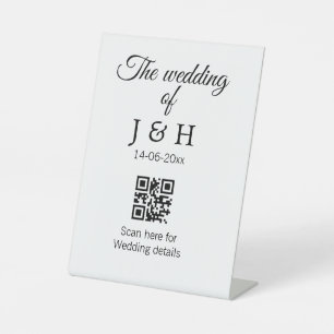 The wedding of add couple name QR code scan detail Pedestal Sign
