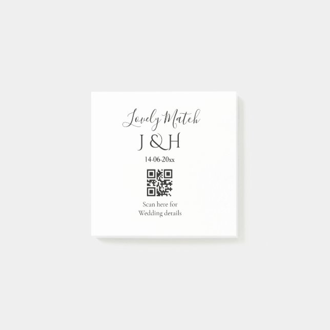 The wedding of add couple name QR code scan detail Post-it Notes (Front)
