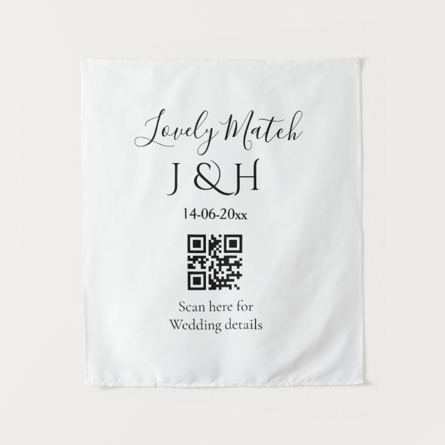 The wedding of add couple name QR code scan detail Tapestry (Front)
