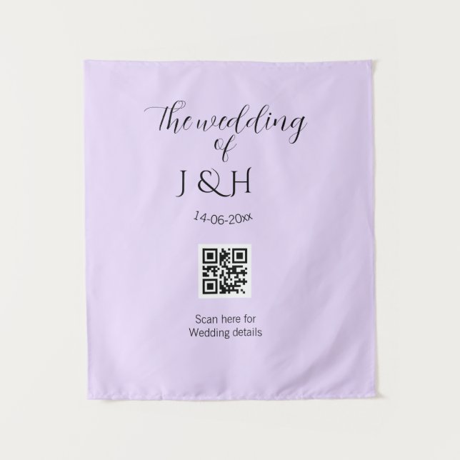 The wedding of add couple name QR code scan detail Tapestry (Front)