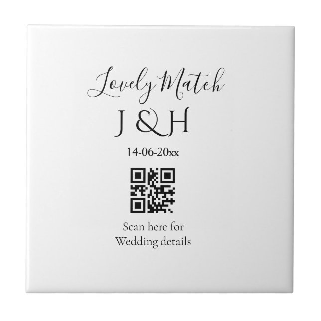 The wedding of add couple name QR code scan detail Tile (Front)
