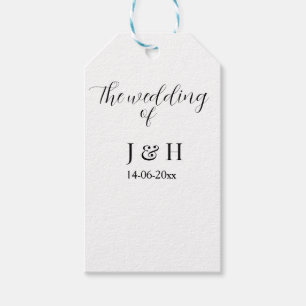 The wedding of add couple name simple minimal date gift tags