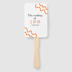 The wedding of add couple name terracotta black  hand fan