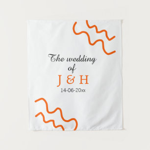 The wedding of add couple name terracotta black tapestry