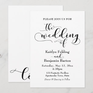 "The Wedding Of" Black Typography, Simple, Elegant Invitation