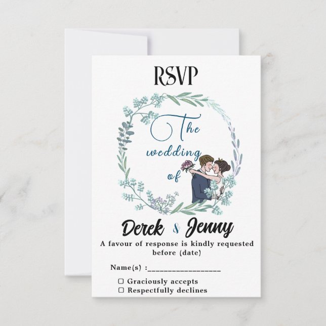The wedding of blue lovers RSVP card (Front)