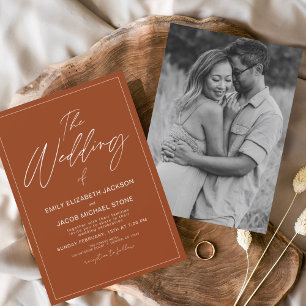 The Wedding of Burnt Orange Photo Elegant Invitation