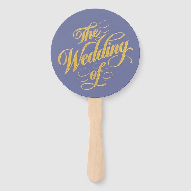 The Wedding of Elegance: Blueberry and Sunshine Hand Fan (Front)