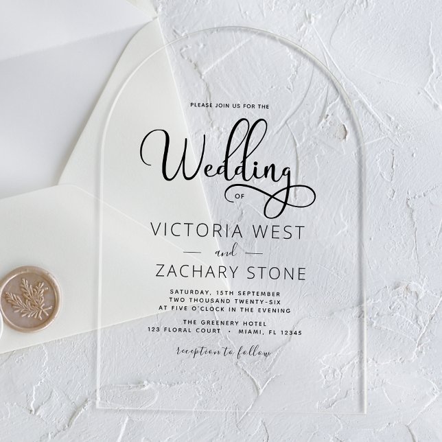 The Wedding of Elegant Wedding Script Acrylic Invitations (Creator Uploaded)