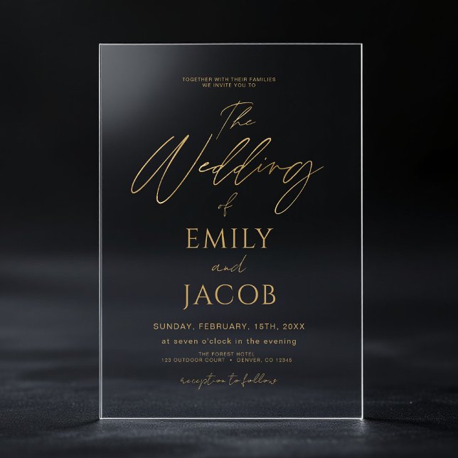 The Wedding of Gold Wedding Script Acrylic Invitations (Creator Uploaded)