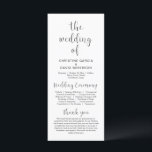 The wedding of, Modern Wedding Ceremony Programs Programme<br><div class="desc">Modern Wedding Ceremony Program in 4x9 inches (long) card. It is designed with scroll accent that can be personalised with custom/ personalised text for your wedding party, ceremony details, memorial notes and thank you message. If you are looking for other program card types and sizes, please search through our matching...</div>