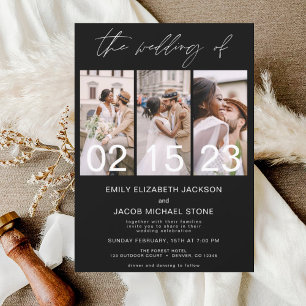 The Wedding of Photo Black White Minimalist Invitation